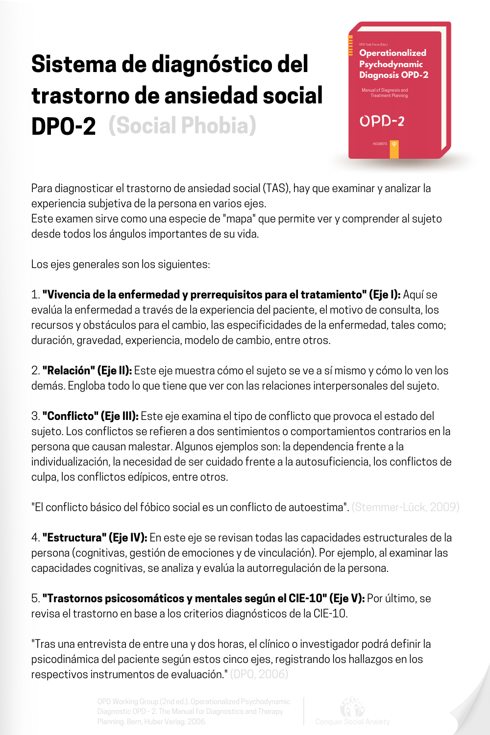 Criterios y proceso de diagnóstico oficiales del OPD-2 para el trastorno de ansiedad social (fobia social).