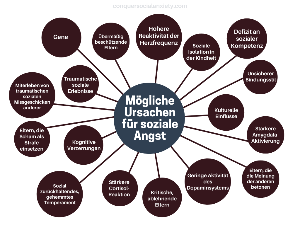 Infografik: Umfangreiche Untersuchungen haben ergeben, dass die folgenden Faktoren dazu führen können, dass sich eine Person übermäßig darum sorgt, was andere von ihr denken.