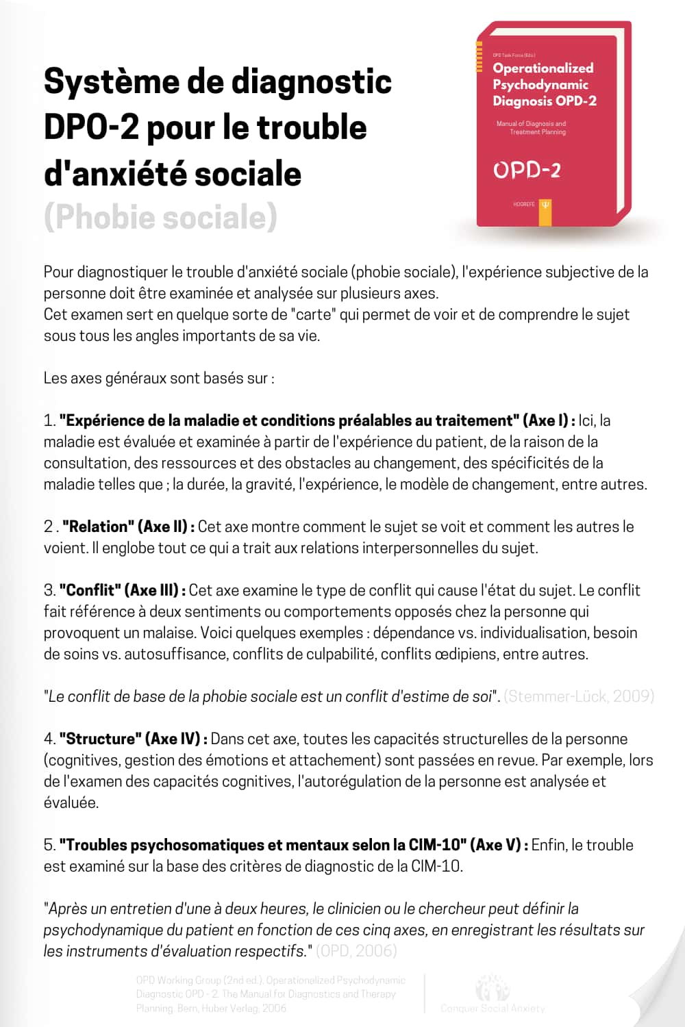 Critères et processus de diagnostic officiels DPO-2 pour le trouble d'anxiété sociale (phobie sociale).